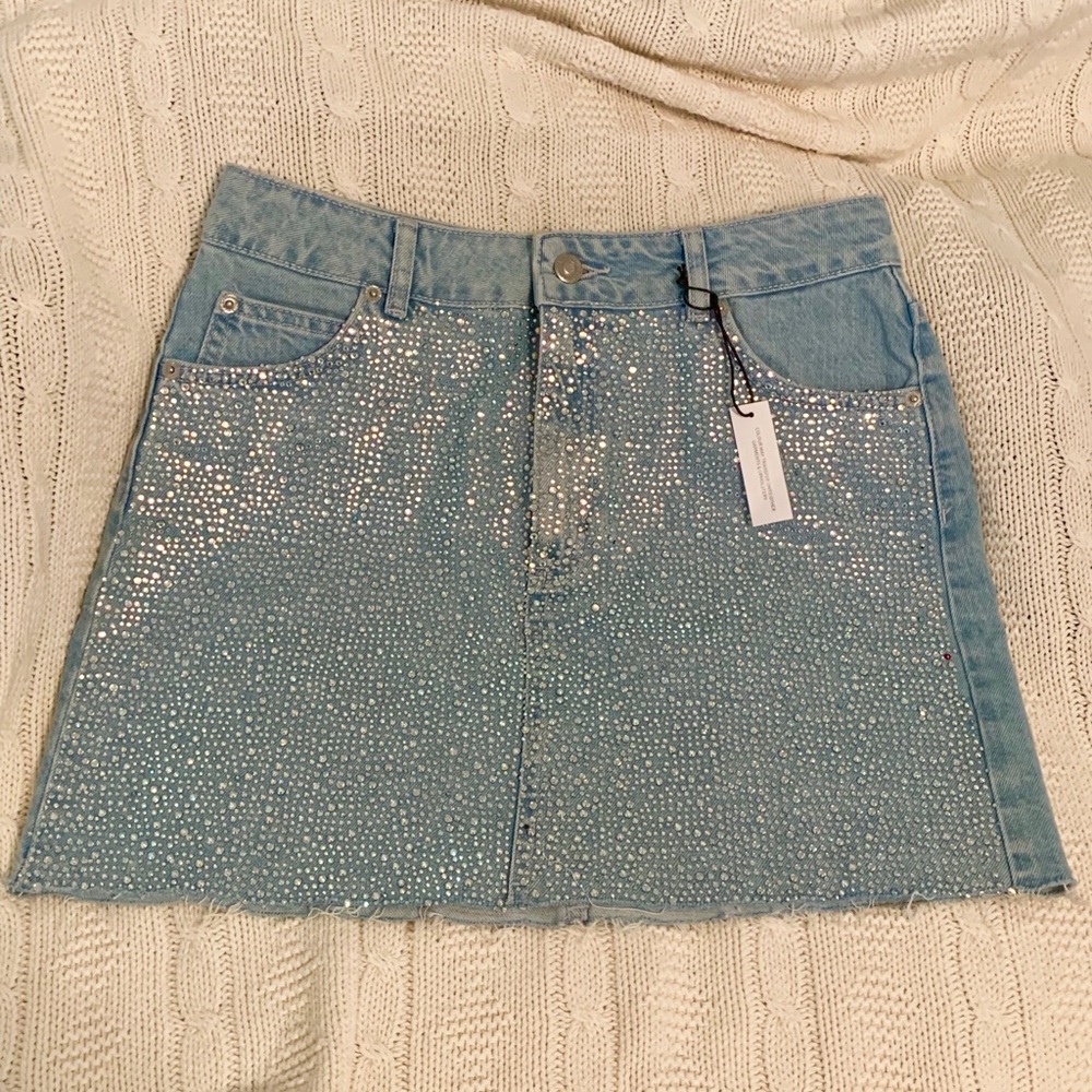 Crystal top shop denim skirt